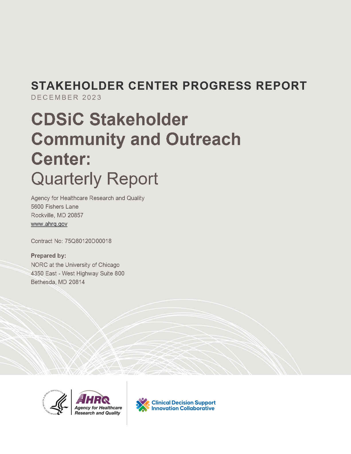 October to December 2023 Stakeholder Center report cover