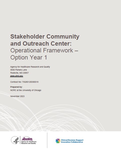 Stakeholder and Community Outreach Center Operational Framework Option Year 1 document cover