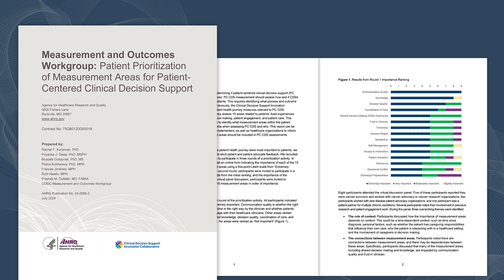 Measurement and Outcomes Workgroup: Patient Prioritization of Measurement Areas for Patient-Centered Clinical Decision Support