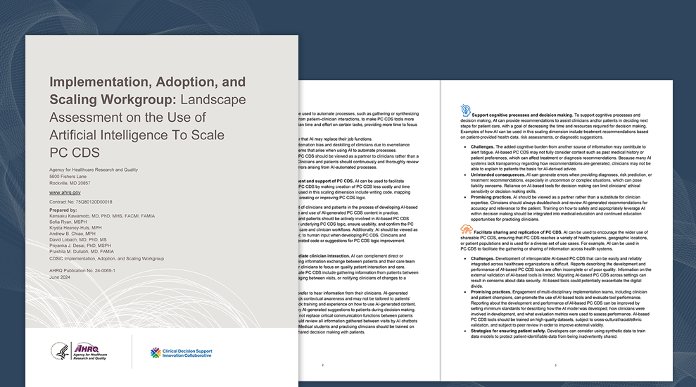 IAS Workgroup: Landscape Assessment on the Use of Artificial Intelligence to Scale PC CDS