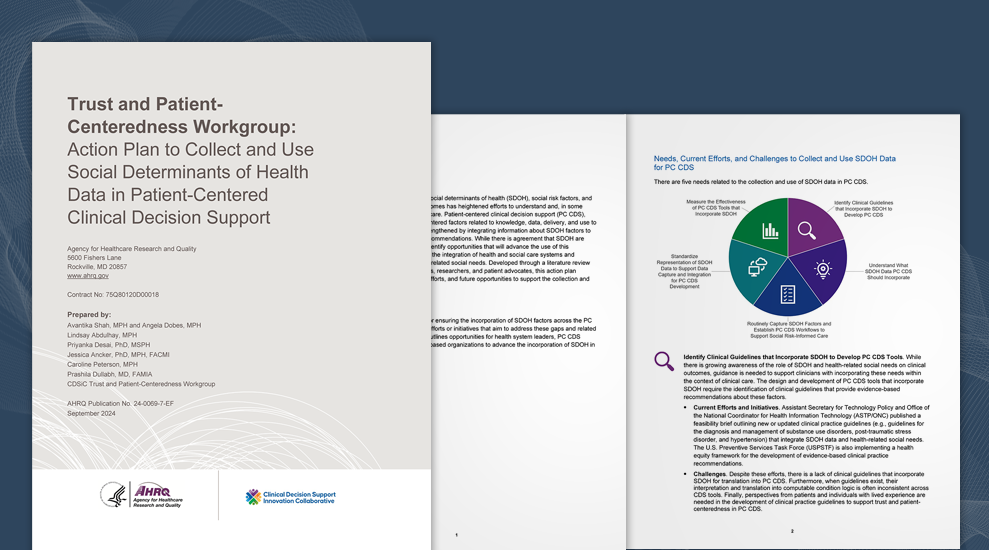 Trust and Patient-Centeredness Workgroup: Action Plan to Collect and Use Social Determinants of Health Data in Patient-Centered Clinical Decision Support