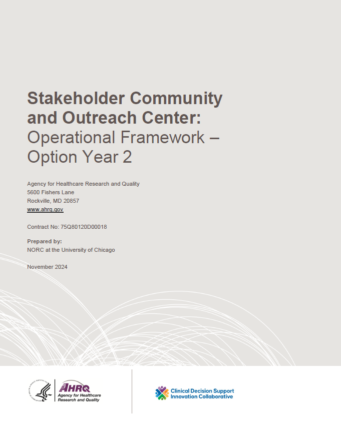 Stakeholder and Community Outreach Center Operational Framework Option Year 2 document cover